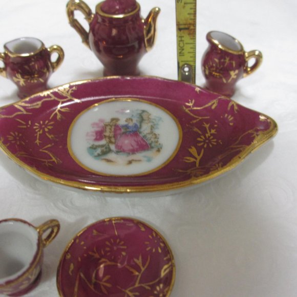 Small ceramic doll's tea coffee set 7 pc. Vintage - Picture 9 of 13